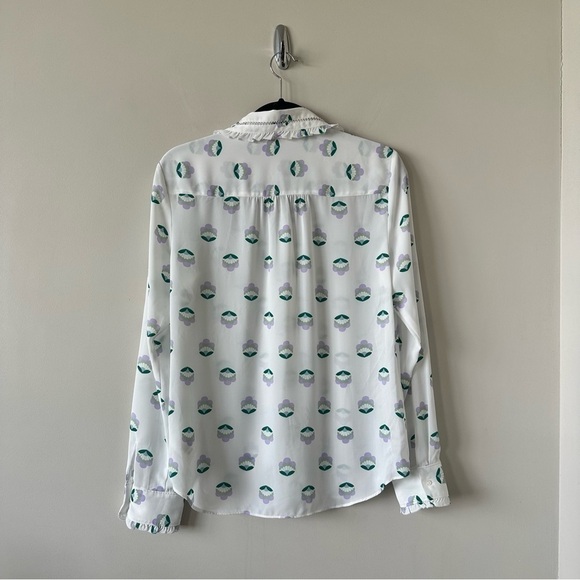 ARITZIA-“SUNDAY Best” CottageCore Floral Ruffle Front Ling Sleeve Blouse - Picture 2 of 13